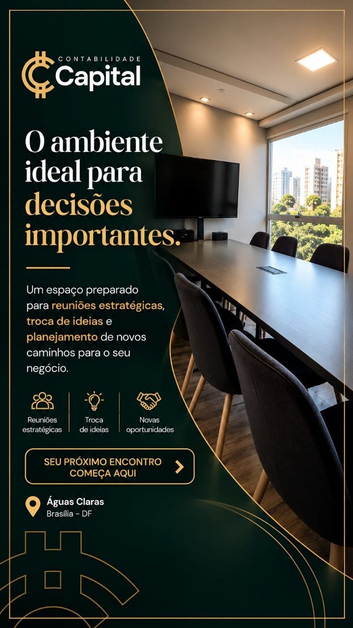 O ambiente ideal para decisões importantes — espaço de atendimento da Contabilidade Capital em Águas Claras