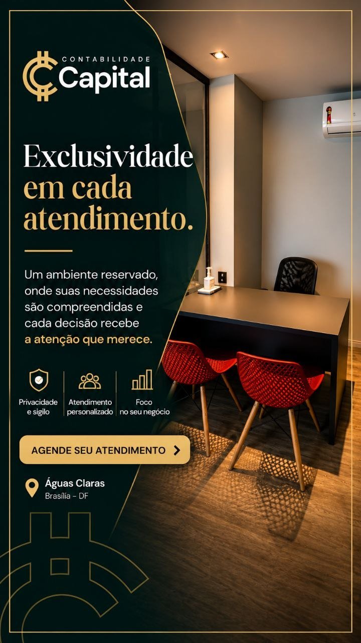 Exclusividade em cada atendimento — espaço de atendimento da Contabilidade Capital em Águas Claras
